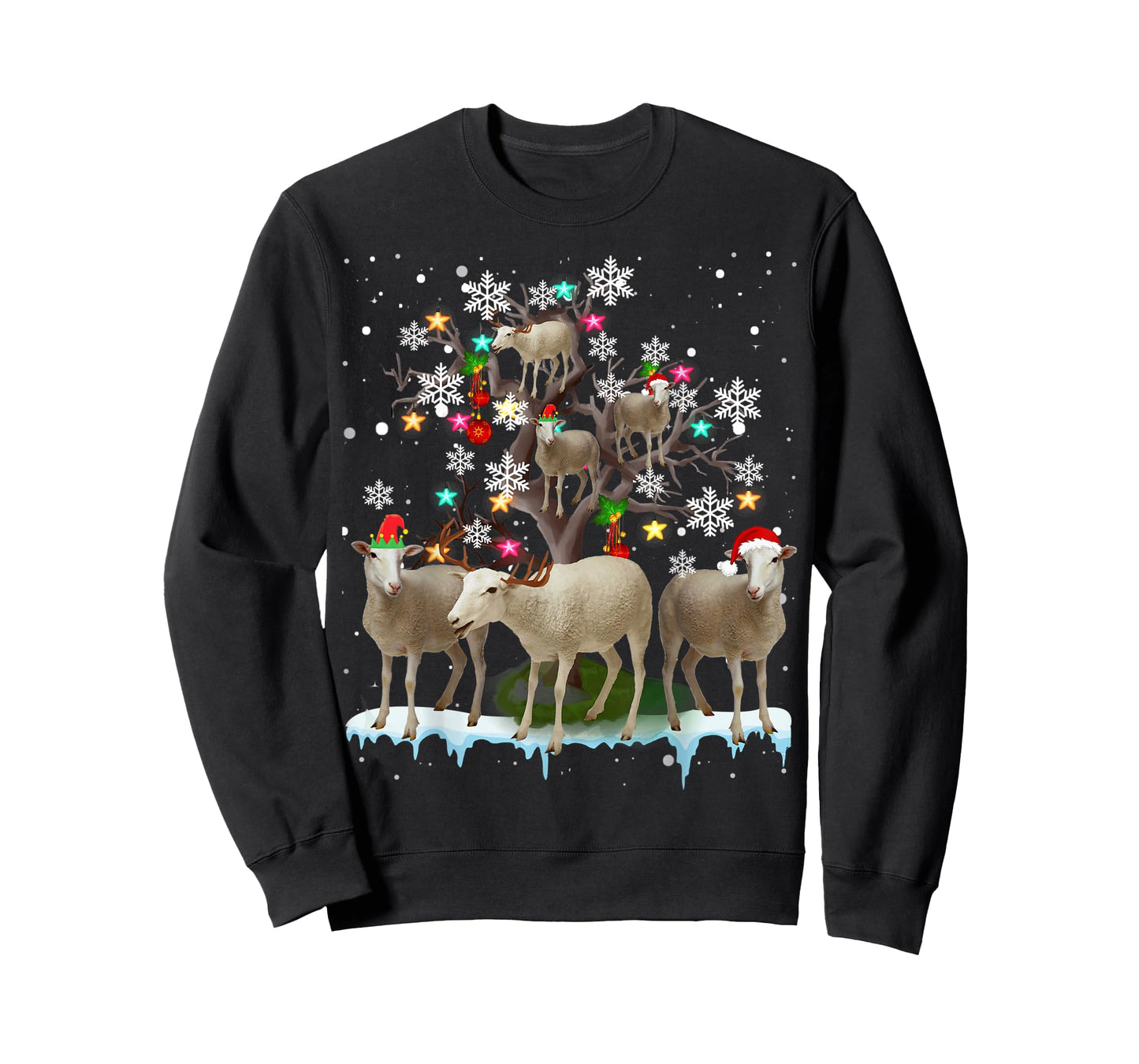 Christmas Sheep On Tree Funny Santa Sheep Lover Gifts T-Shirt