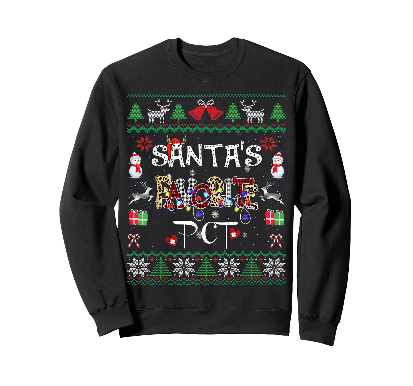 Christmas Ugly Santa's Favorite PCT Patient Care Technician T-Shirt