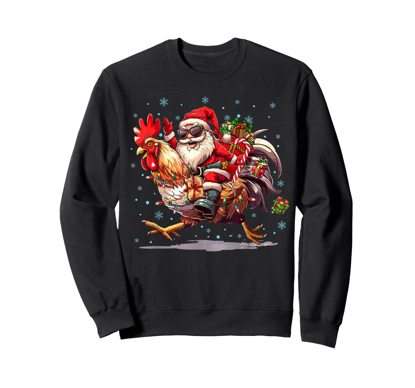 Chicken Lover Xmas Funny Santa Riding Chicken Christmas T-Shirt