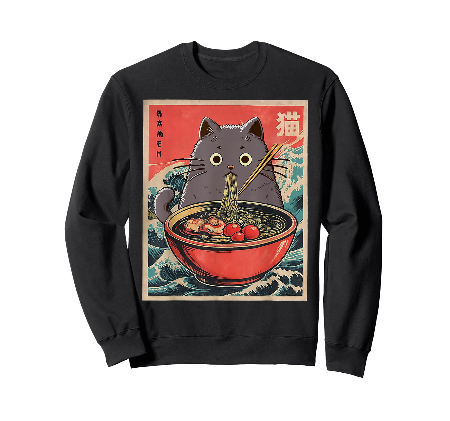 Anime Cat Ramen Japanese Funny Cat Graphic Tees Anime Gifts T-Shirt