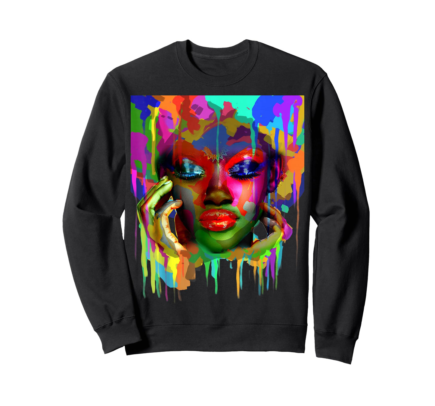 Cool African Woman Afro Color Painted Face T-Shirt