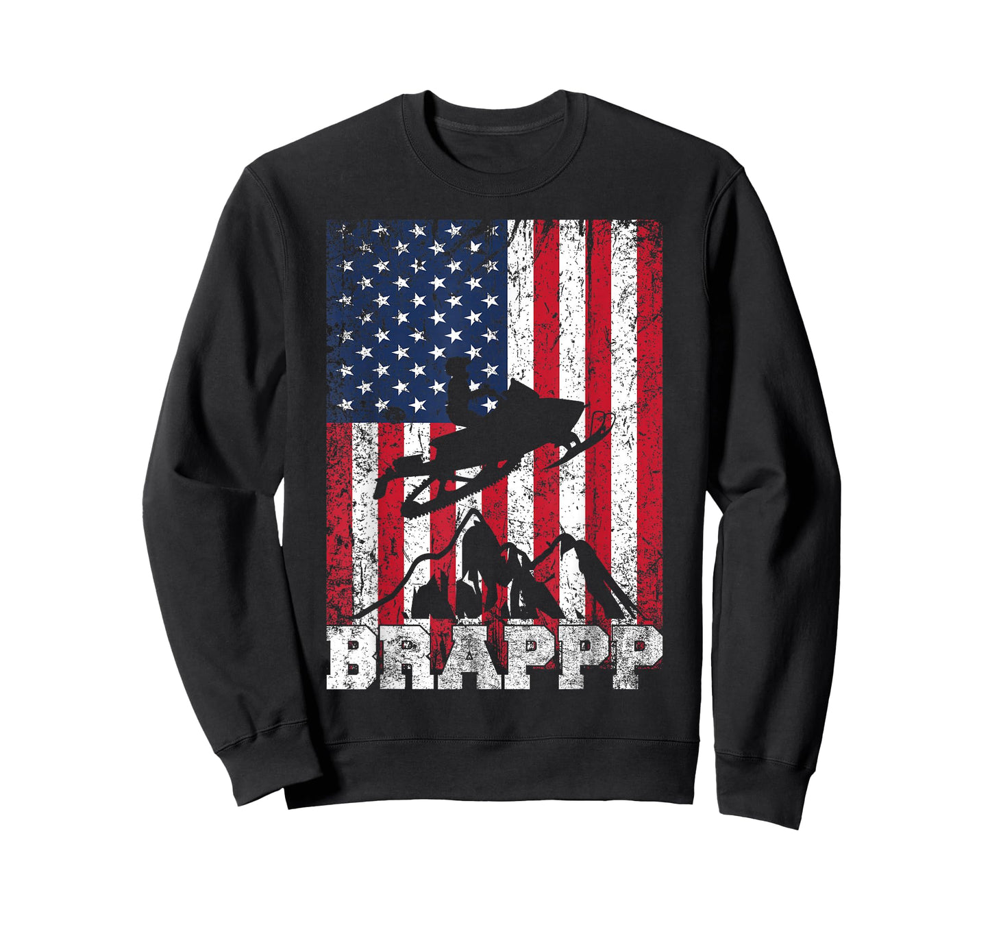 USA American Flag Snowmobiling Brap Snowmobile Rider Winter T-Shirt