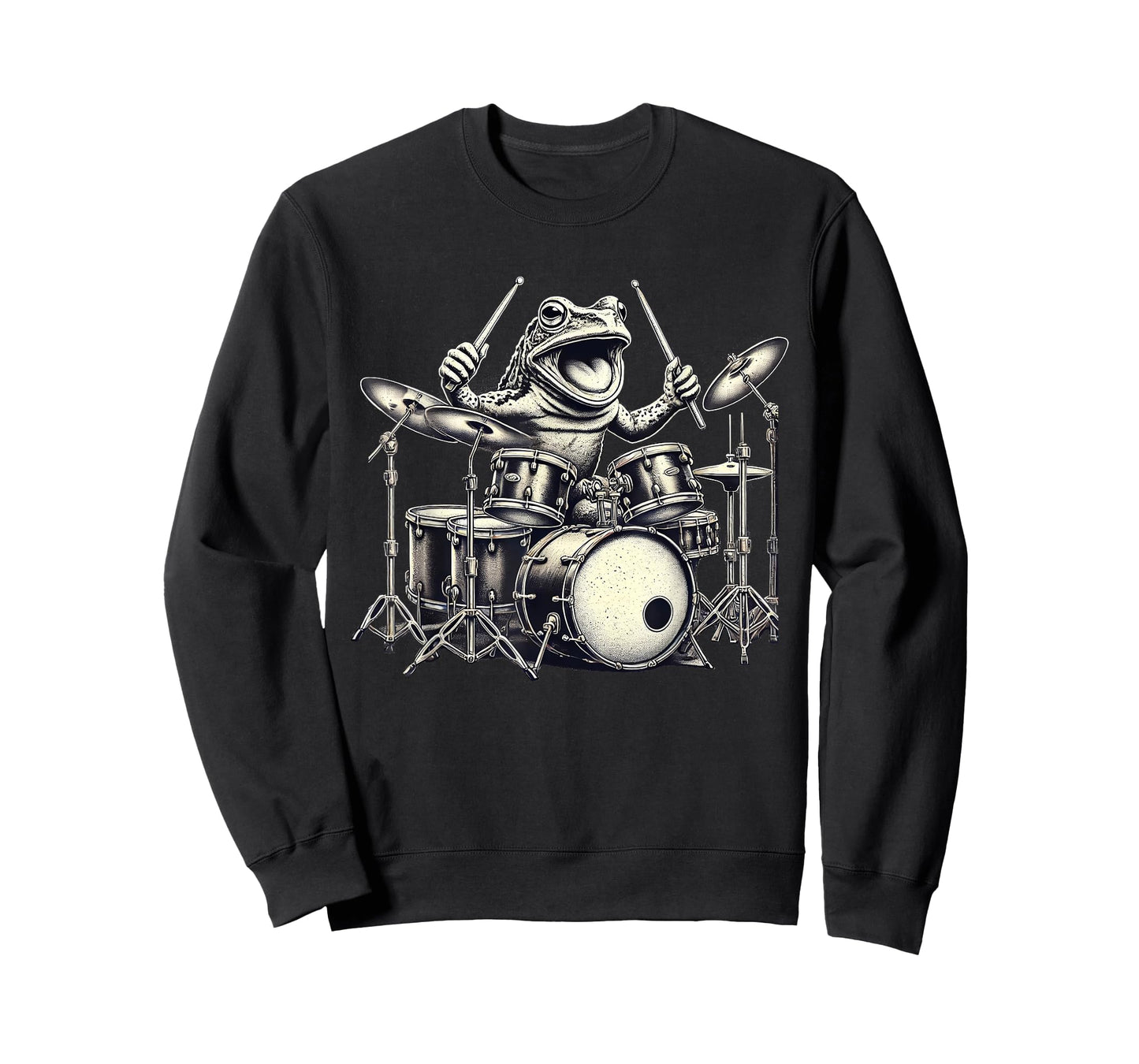 Funny Vintage Frog Drummer Rock Drummer Frog Playing Drums T-Shirt