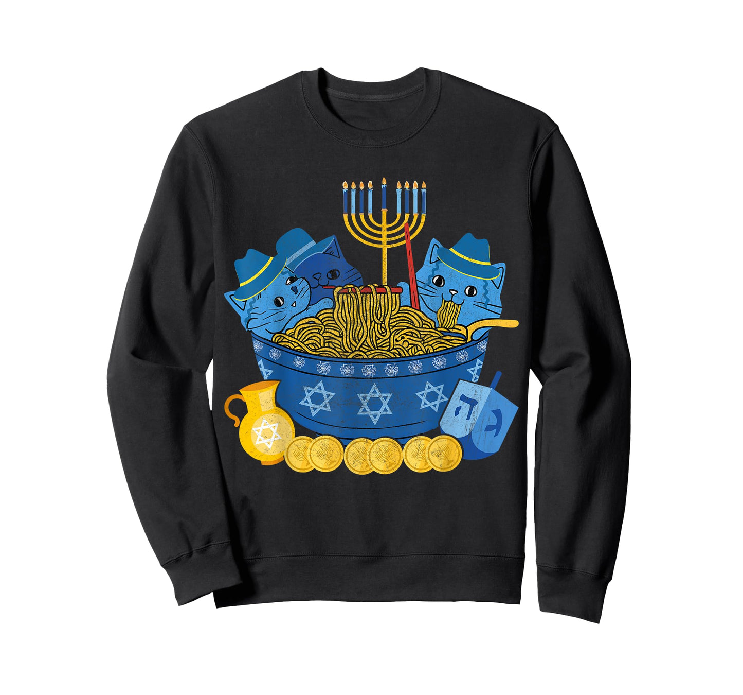Jewish Cats Ramen Kitten Anime Hanukkah Pajamas Chanukah T-Shirt