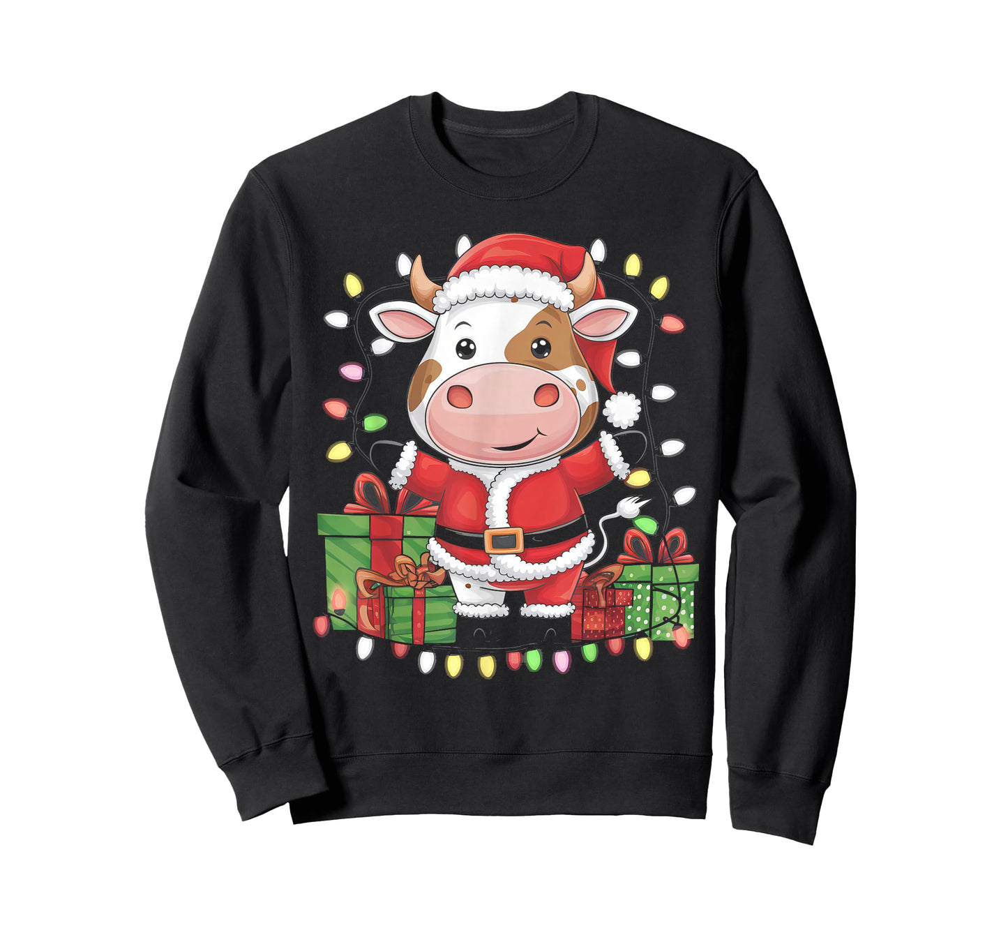 Cow Christmas Tree Xmas Lights for Cow Animal Lover Farmer T-Shirt