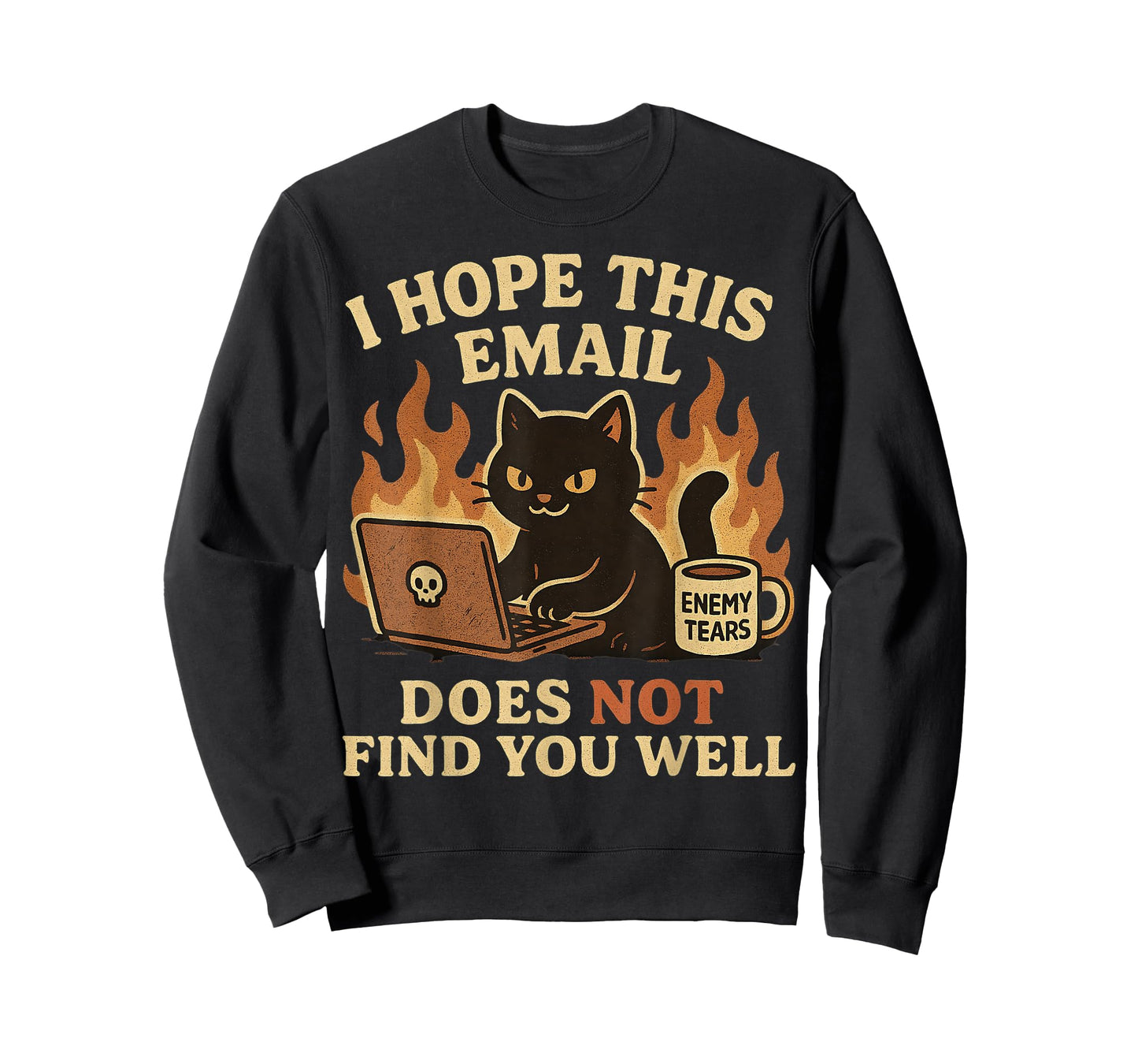 Sarcastic Office Work Email Humor Cat Coffee Funny Graphic T-Shirt