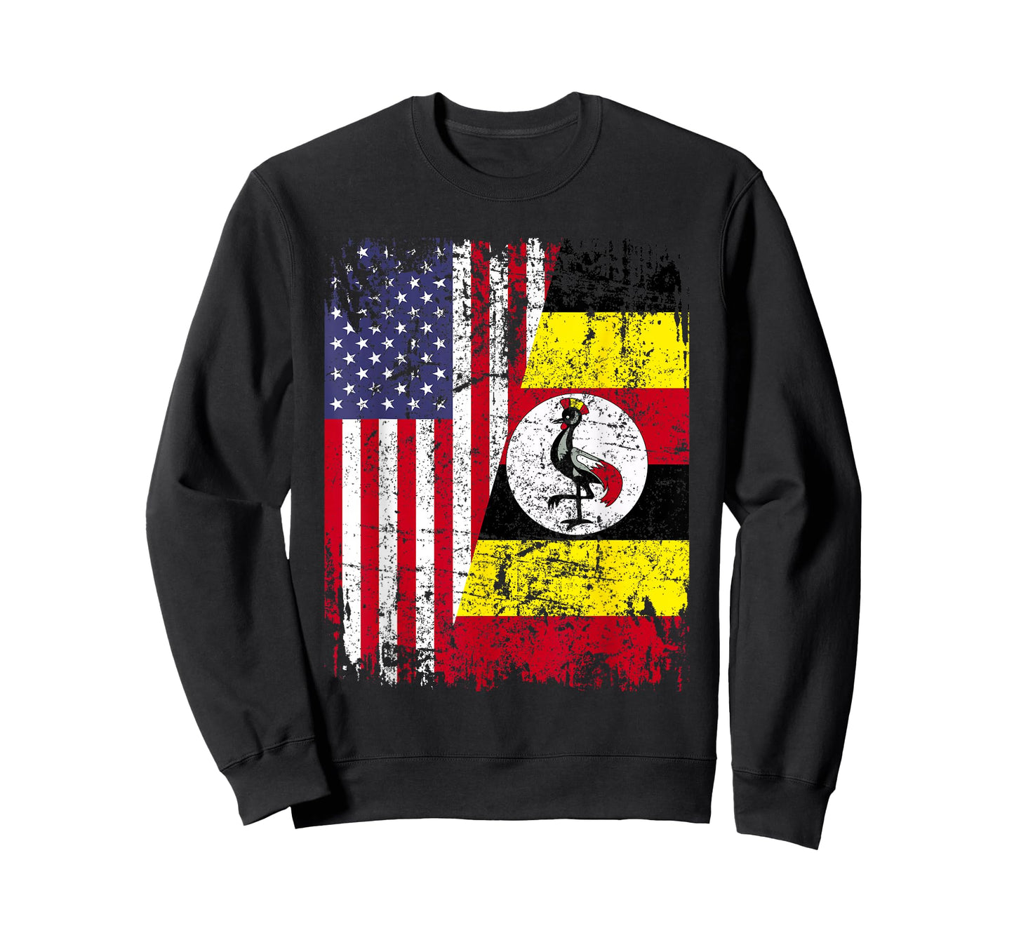 UGANDAN ROOTS | Half American Flag | UGANDA FLAG T-Shirt