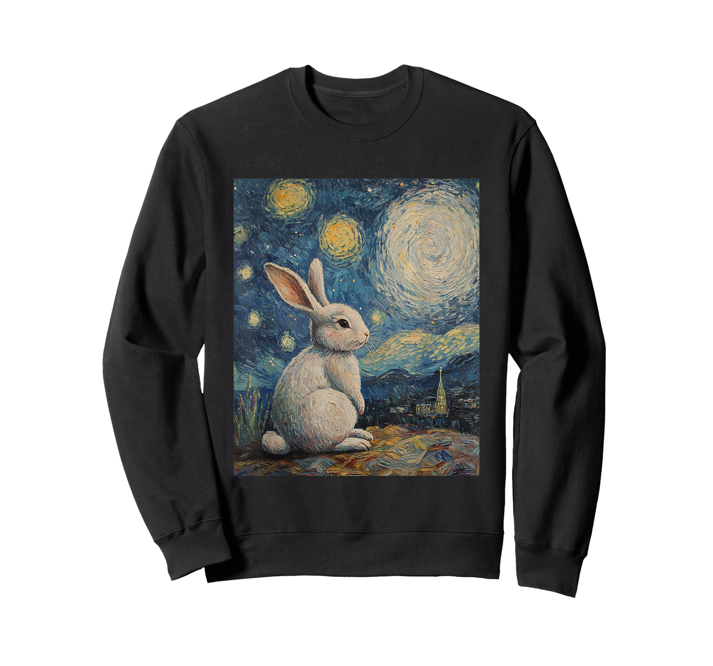 Cute Bunny Rabbit - Van Gogh Style - Starry Night T-Shirt