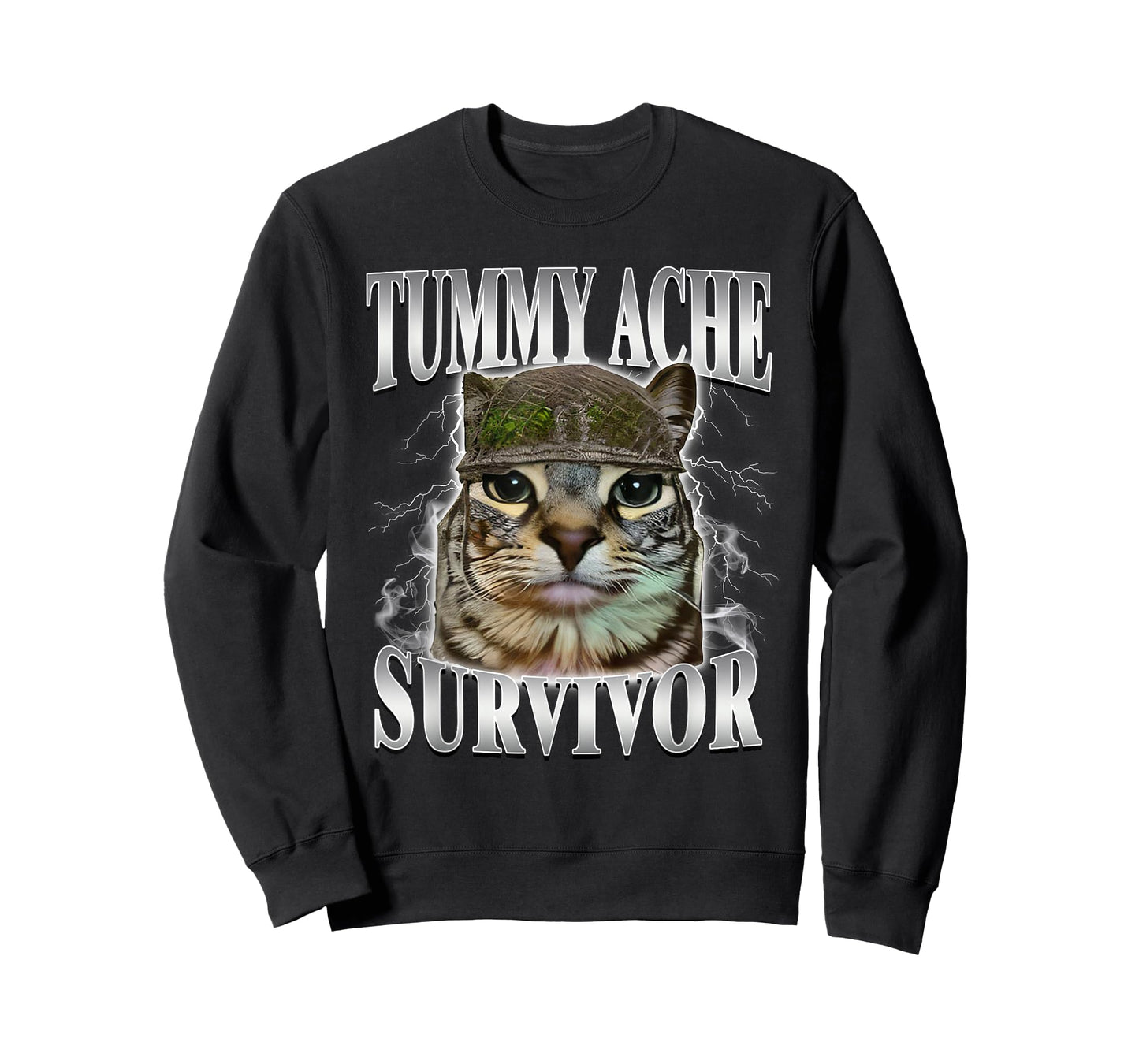 Tummy Ache Survivor Funny Cat Meme T-Shirt