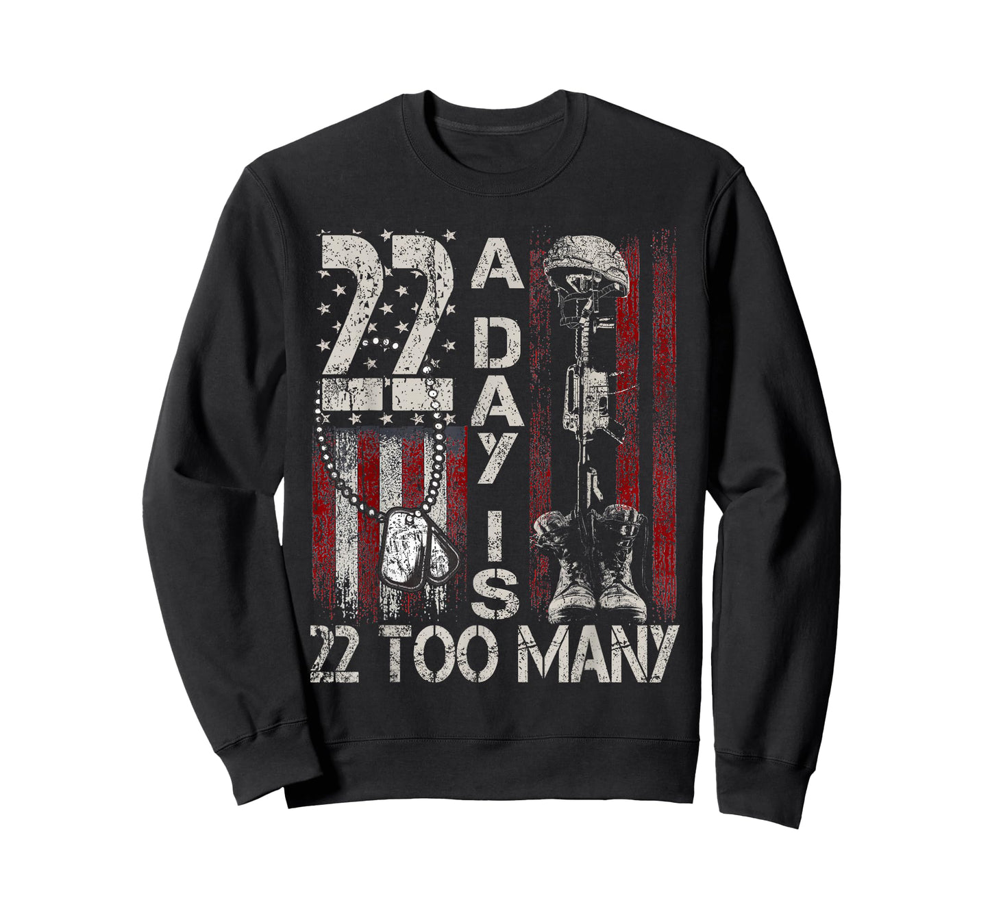 22 A Day Is 22 Too Many Veteran Lives Matter USA Flag T-Shirt