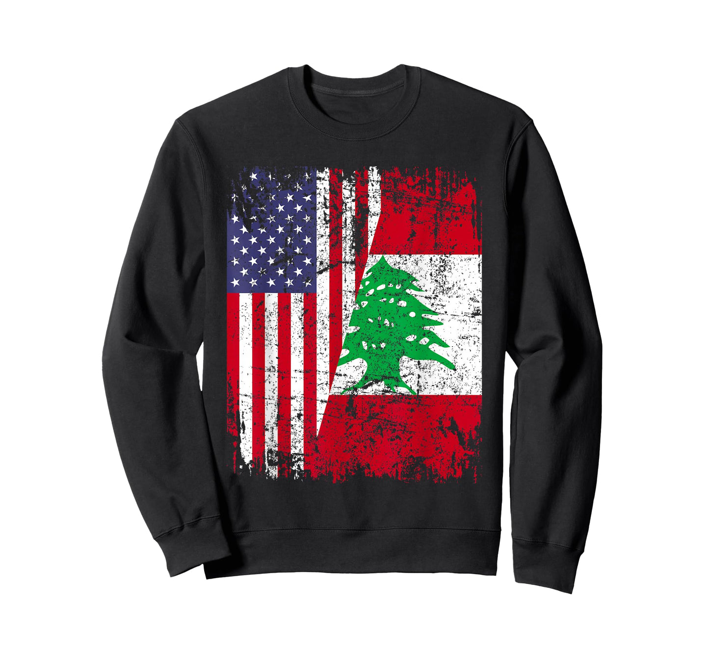 LEBANESE ROOTS | Half American Flag | LEBANON T-Shirt
