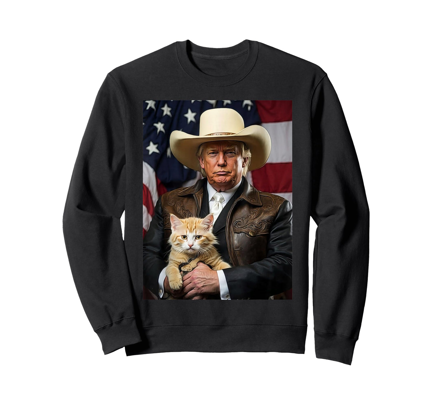 Donald Trump Cat Shirt Cowboy American Flag Funny Trump 2024 T-Shirt