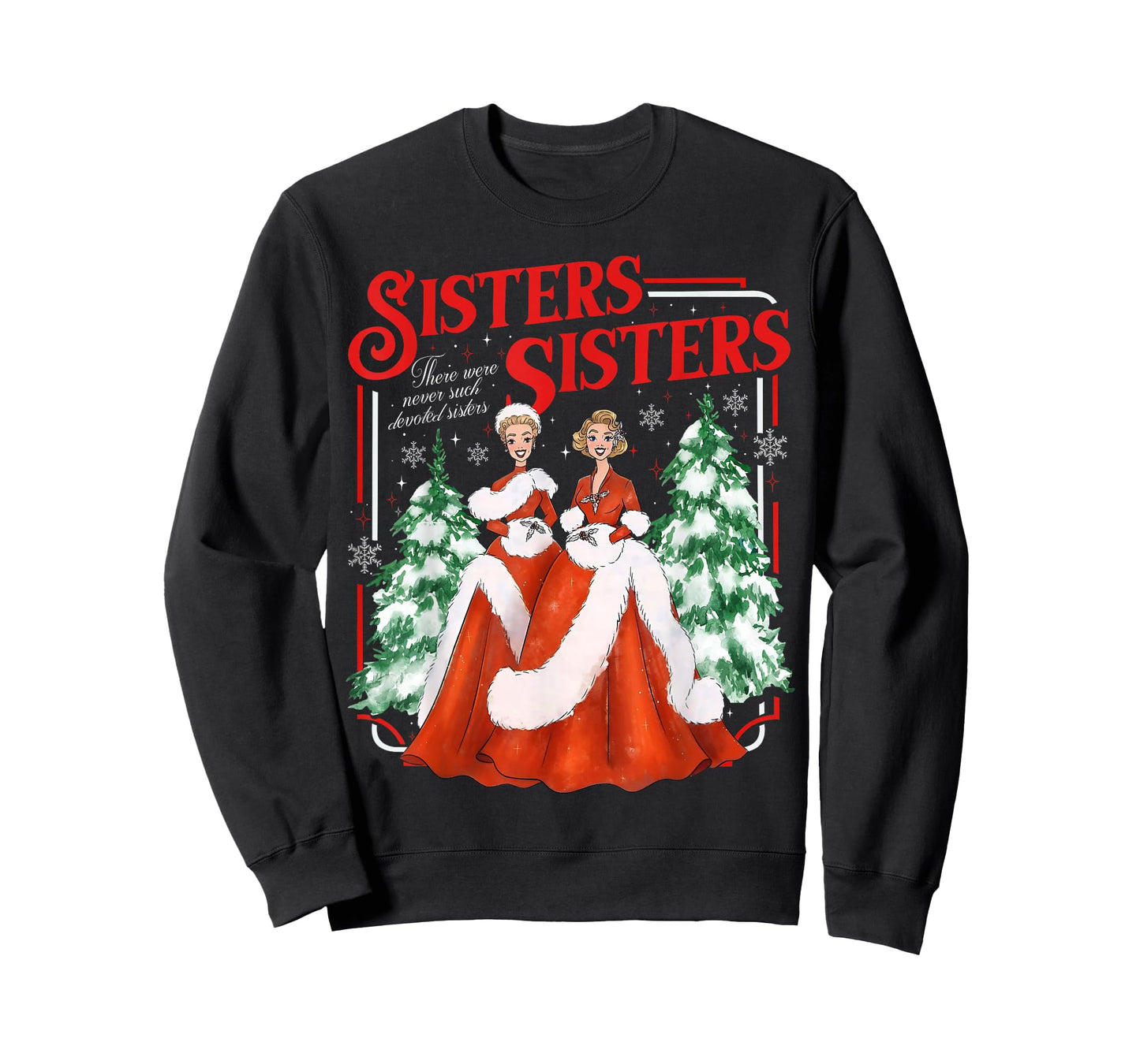 Devoted Sisters Merry Christmas White Xmas Snowflake Holiday T-Shirt