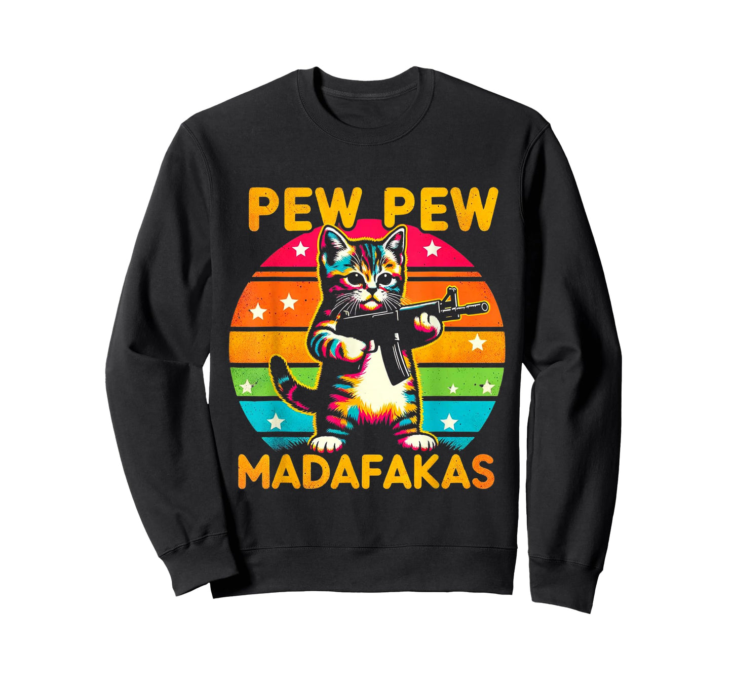 Pew Madafakas Pew Guns Funny Cat Retro Vintage T-Shirt