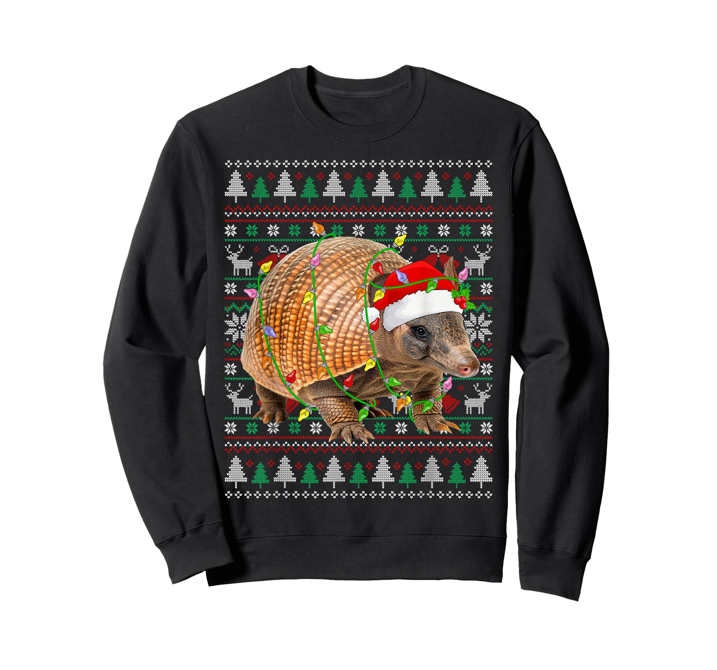 Armadillo Christmas Sweater Santa Hat Ugly Xmas Pajama T-Shirt