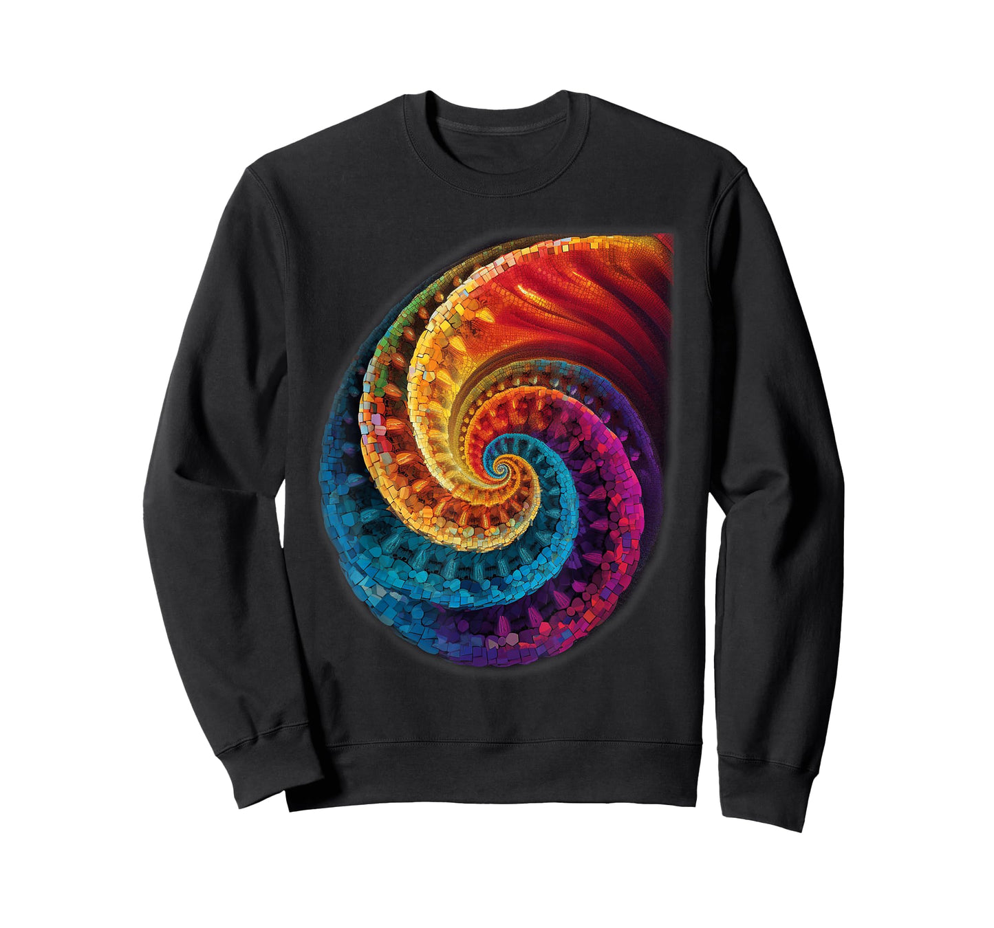 Colorful Fibonacci Spiral Psychedelic Colors Abstract Math T-Shirt