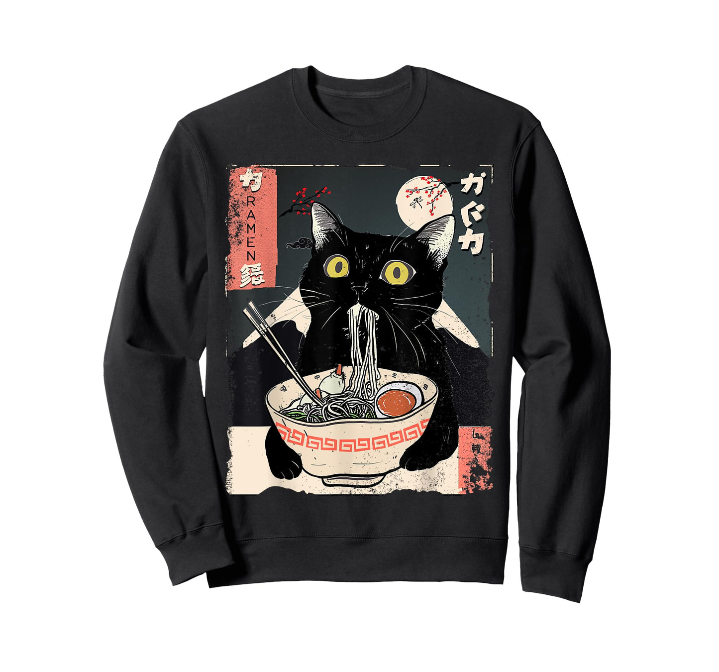 Kawaii Cat Eating Ramen Noodles Funny Anime Gift Girls Teens T-Shirt