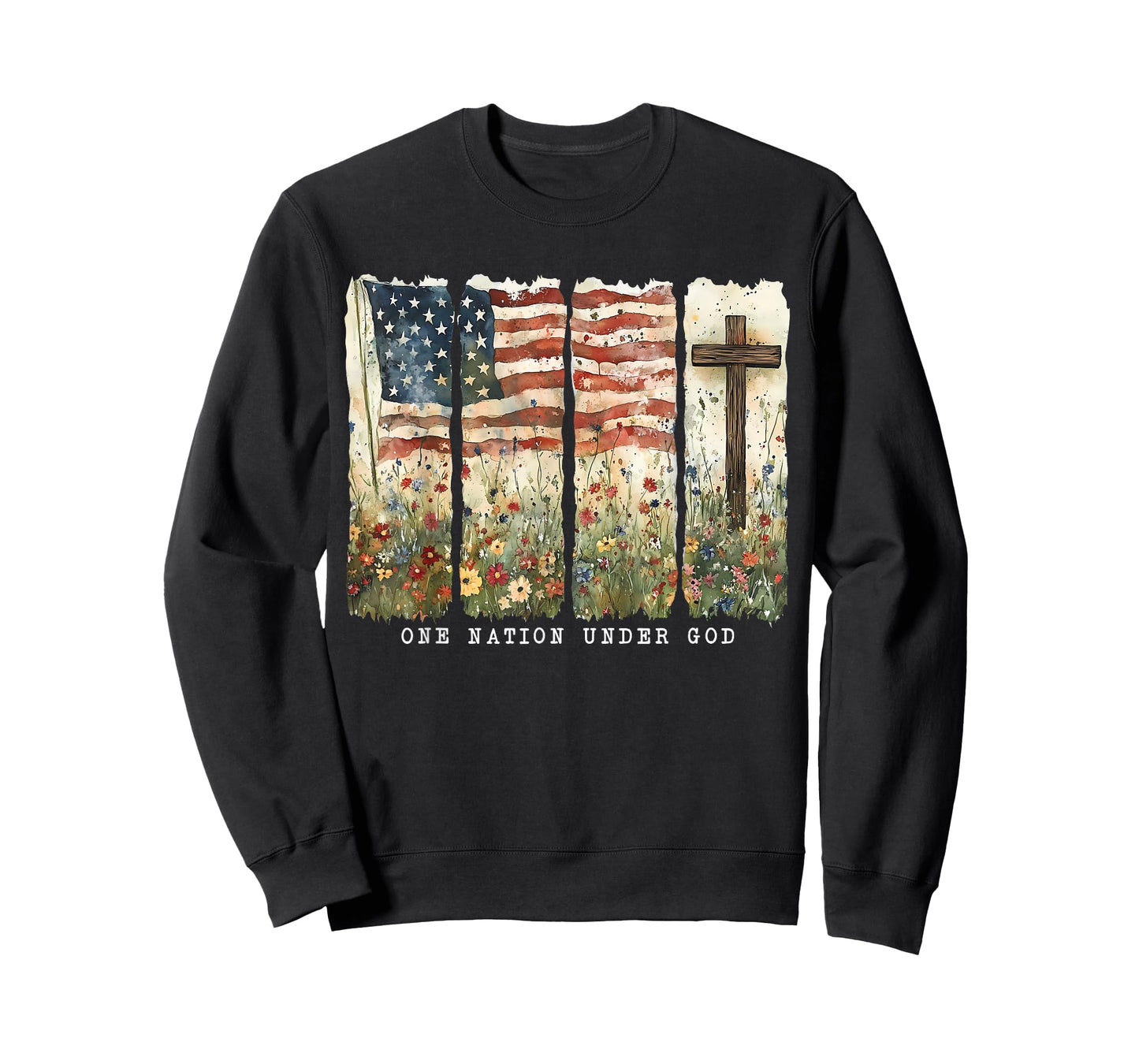 One Nation Under God Flag 4th of July Patriotic Christian T-Shirt
