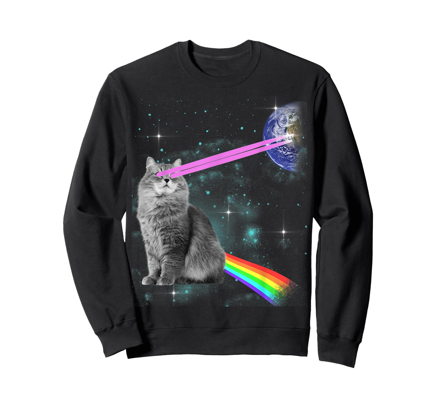 Laser Eyes Space Cat T-Shirt T-Shirt for Men Women Kids