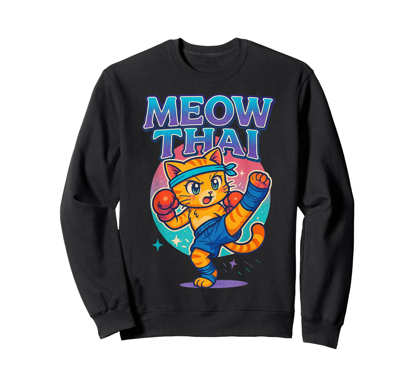 Funny Meow Thai Muay Thai Cat Fighter Pun Dad Joke T-Shirt