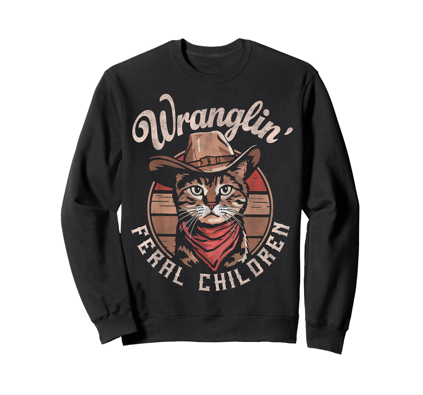 Wranglin' Feral Children Retro Cowboy Cat 90s Western Mom T-Shirt