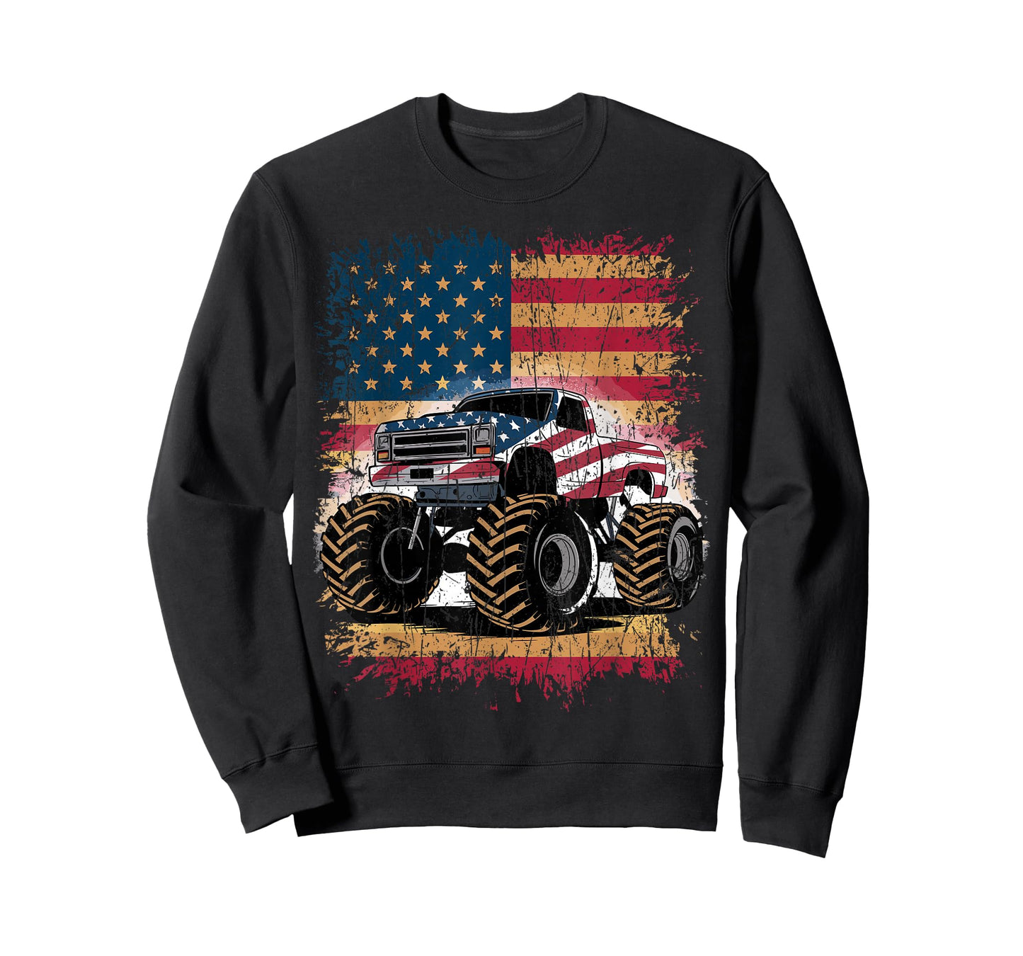 Monster Truck USA Flag American Patriotic T-Shirt