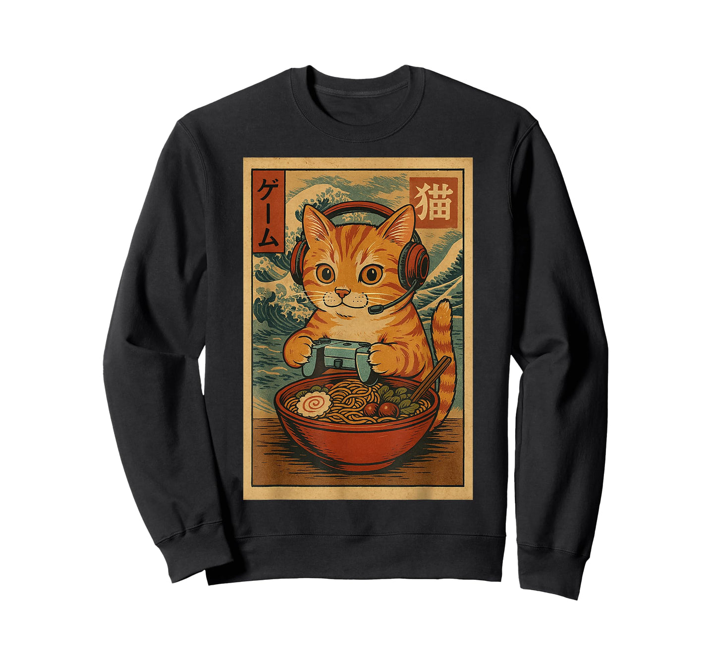 Kawaii Anime Gamer Cat Ramen Retro Japanese Gaming Funny T-Shirt