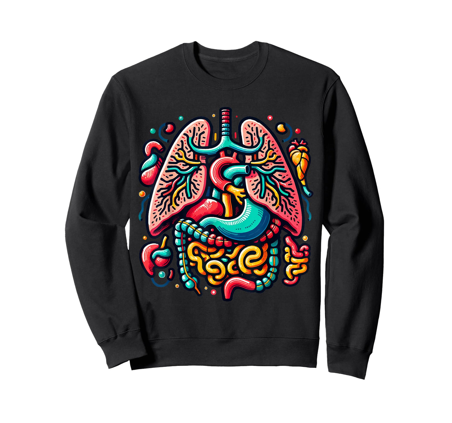 Colorful Human Body Anatomy Illustrated Internal Organs Art T-Shirt