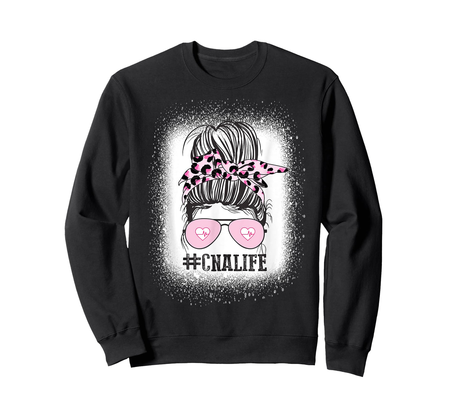 CNA Nurse Life Shirt, Bleached Messy Bun Nurse Leopard T-Shirt
