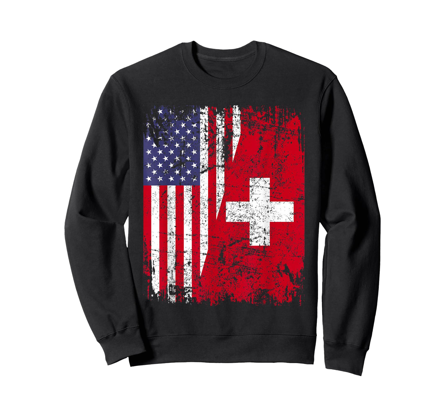 Swiss Roots | Half American Flag | Switzerland T-Shirt