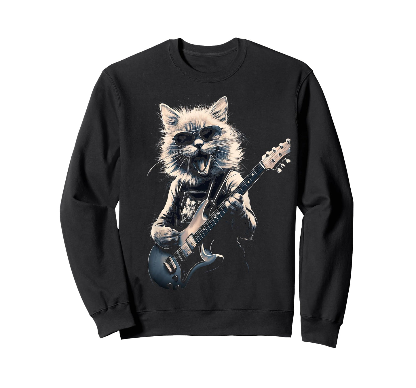 Cat Playing Bass Guitar Guitarist Rocker Cool T-Shirt
