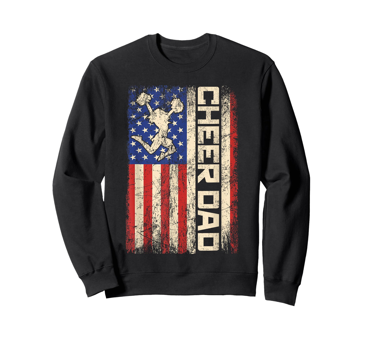 Cheerleader Dad Funny Cheer Dad American US Flag Father Team T-Shirt