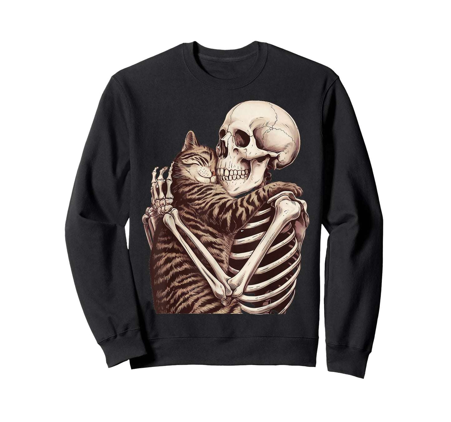 Skeleton Hugging Cat Gifts for Cat Mom Cat Dad Cat Lover T-Shirt