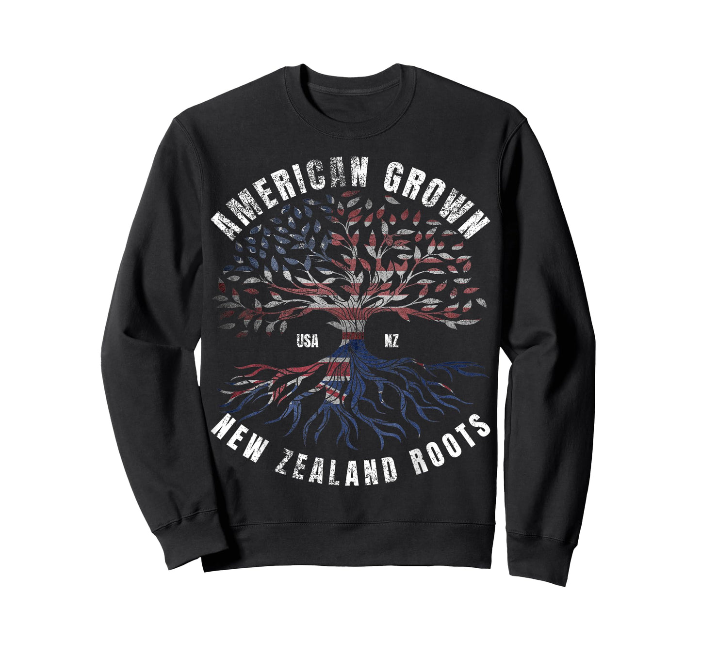 American Grown Kiwis Roots Graphic USA NZ New Zealand Flag T-Shirt