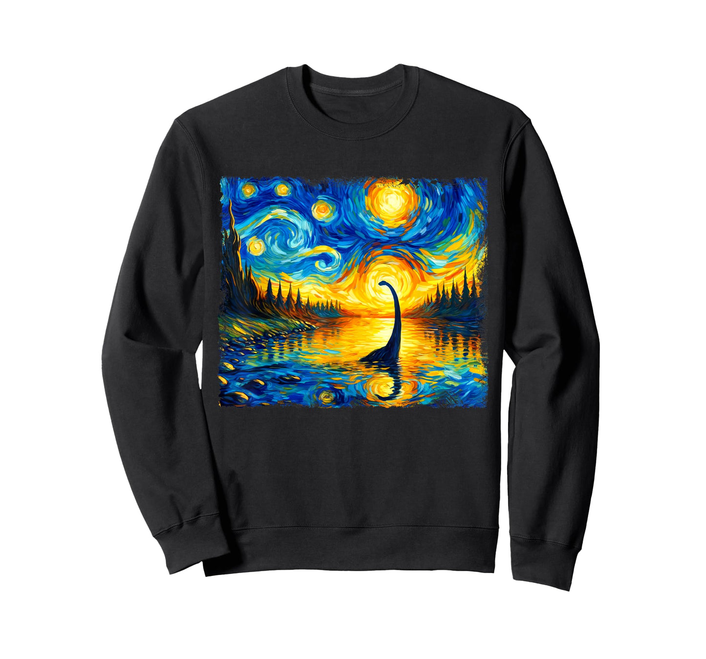 Vintage Arts Loch Ness Monster Outfits Starry Night Humor T-Shirt