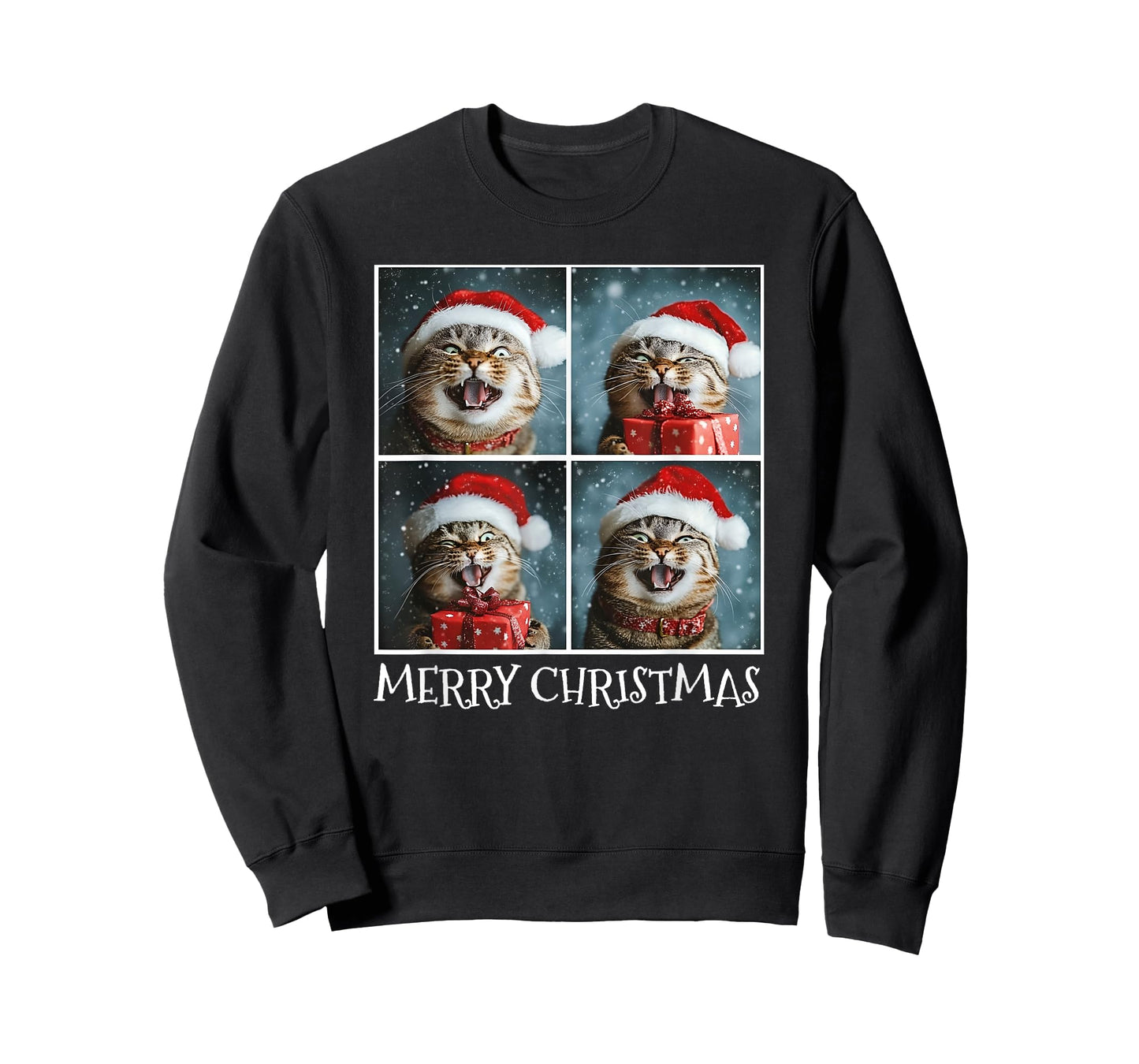 Cat Santa Hat Christmas Cat Selfie T-Shirt