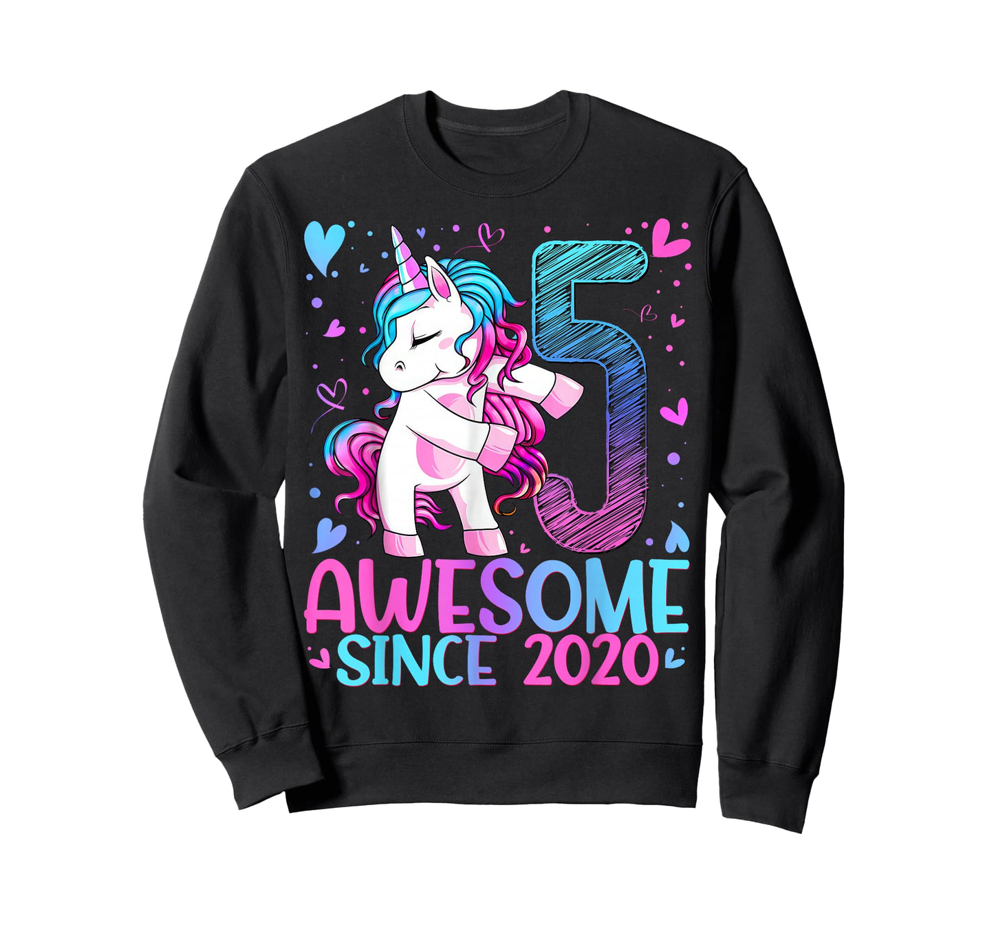 5th Birthday Unicorn Awesome Since 2020 Birthday Girl Party T-Shirt