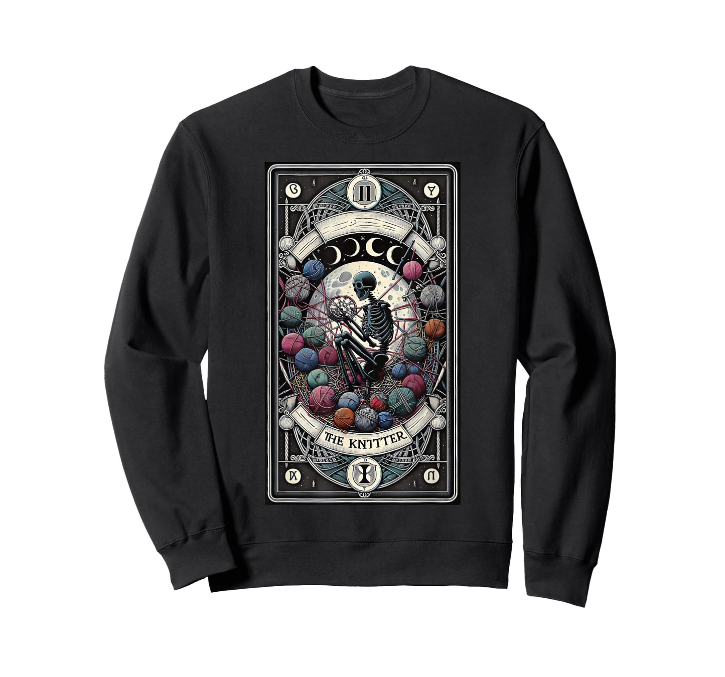 Knitter Tarot Card Skeleton Knitting Crocheter Knit Lovers T-Shirt