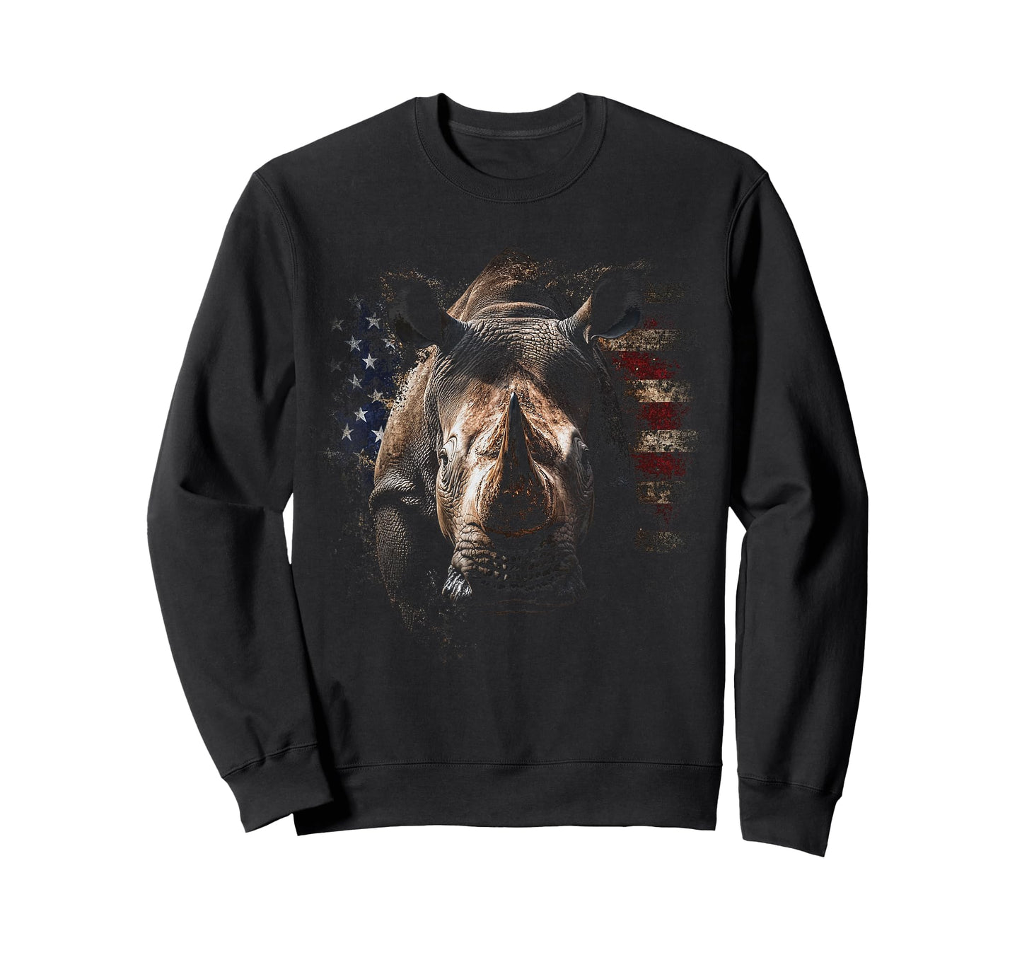 Patriotic Rhino Vintage American Flag Design T-Shirt