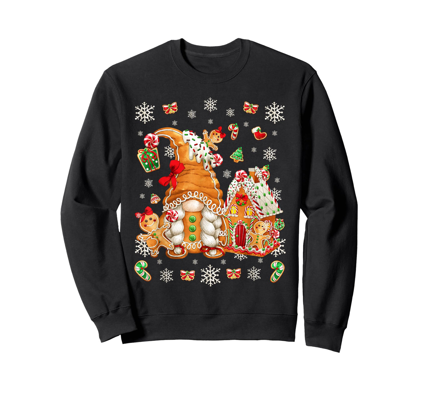 Cute Gingerbread House Decor for Women with Christmas Gnome T-Shirt