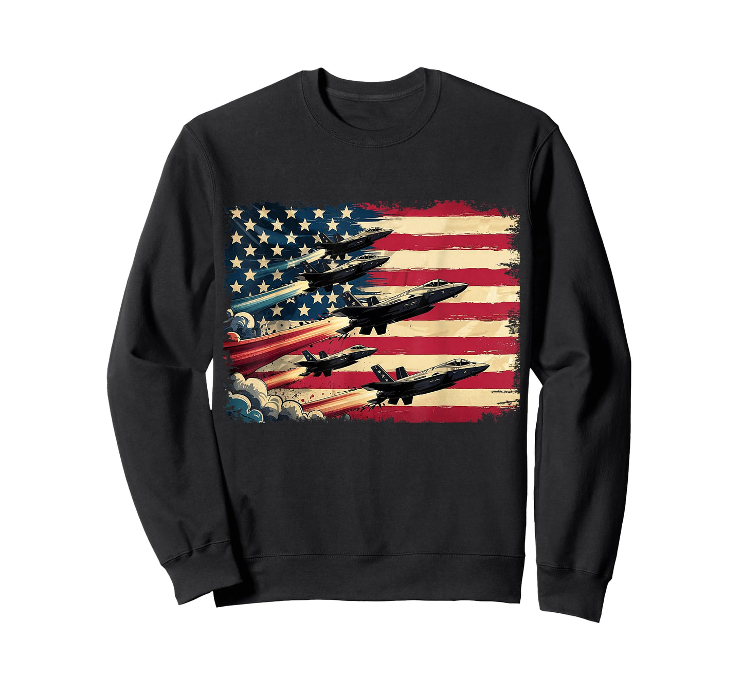 Vintage American Flag USA Fighter Jets 4th of July Patriotic T-Shirt