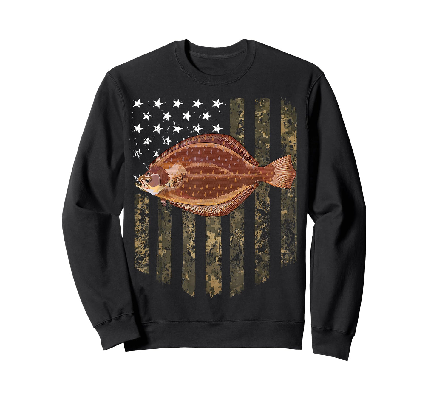 Camo American Flag Flounder Fishing 4th Of July T-Shirt
