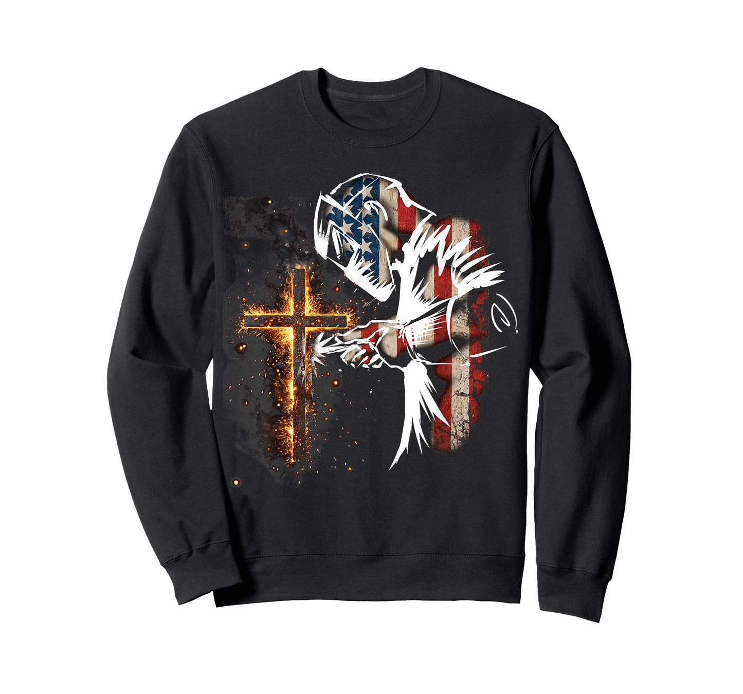 Welder American Flag Mig Tig Welding Faith Cross Christian T-Shirt