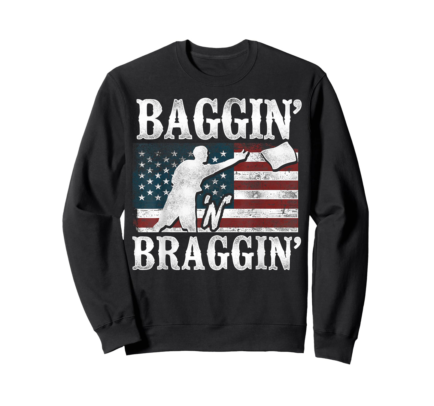 Cornhole Team Bean Bag Player Champ American Flag Baggin' T-Shirt