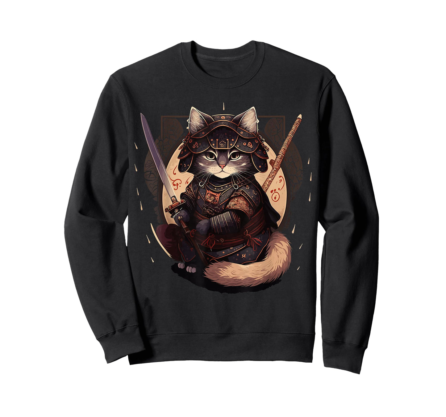 Samurai Cat Warrior Japanese Ninja Cat Kawaii T-Shirt