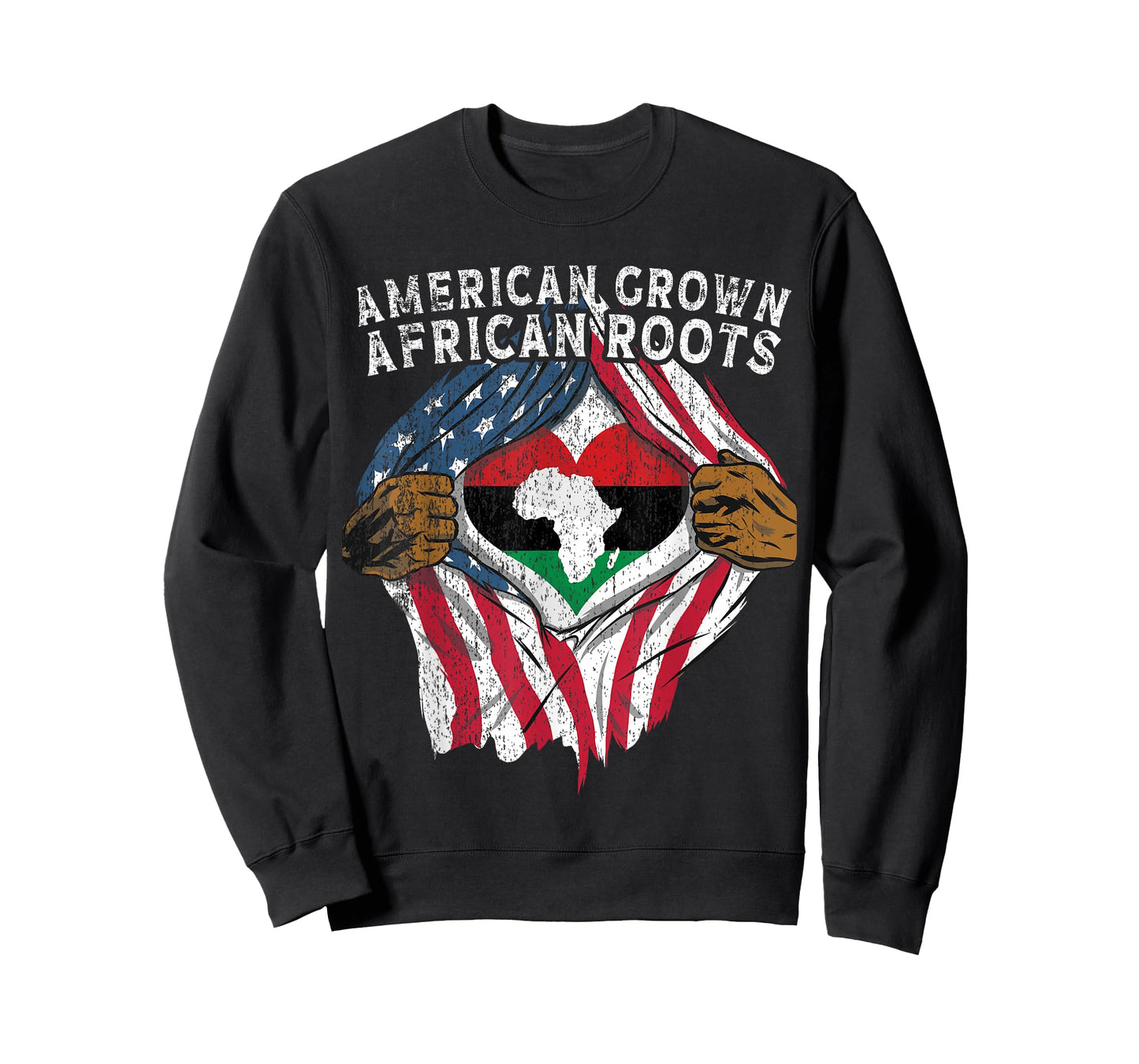 American Grown African Roots USA African Flag Patriotic T-Shirt
