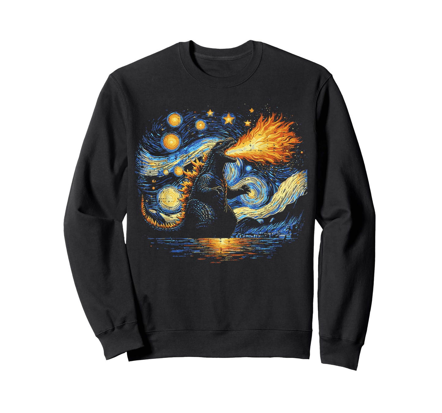 Japanese Starry Night Kaiju Funny Art Men Women Kids T-Shirt