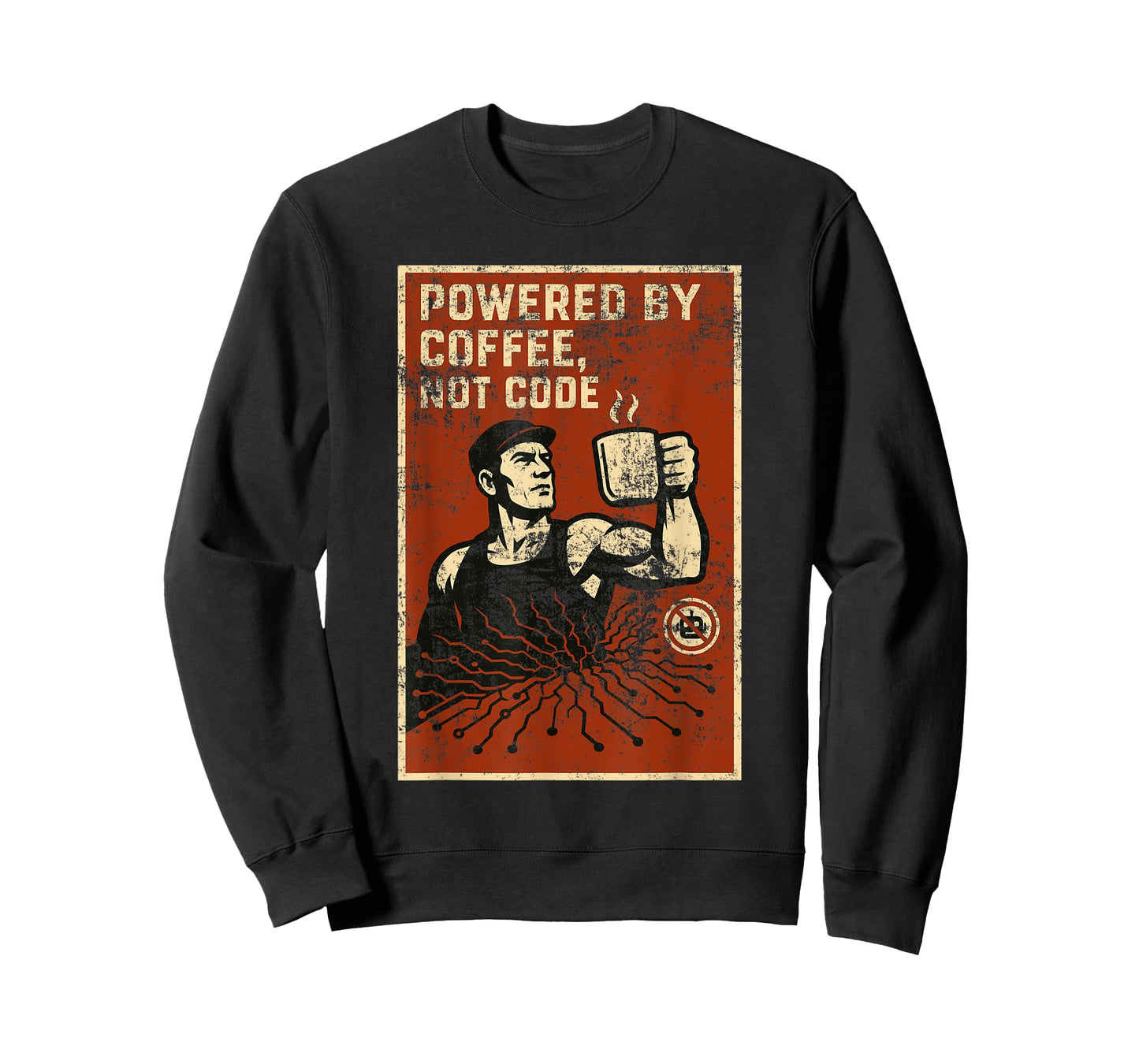 Clanker Free Powered by Coffee Not Code Retro Art T-Shirt