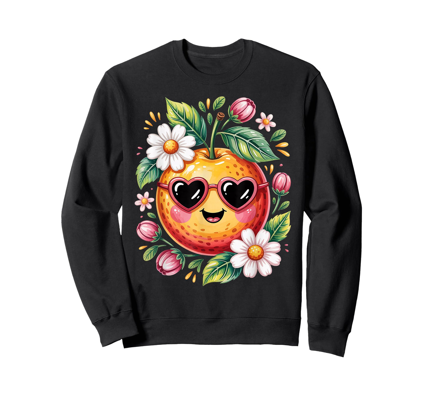 Cute Orange with Flower for Women & Girls - Oranges Fruit T-Shirt
