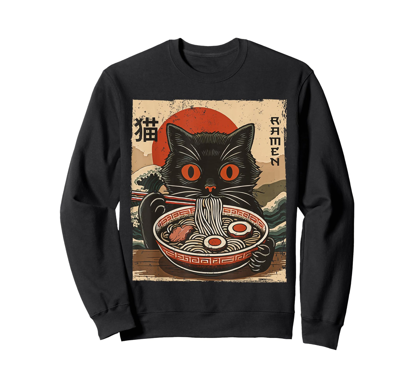 Kawaii Anime Cat Ramen Japanese Funny Graphic Tee Cat Lovers T-Shirt